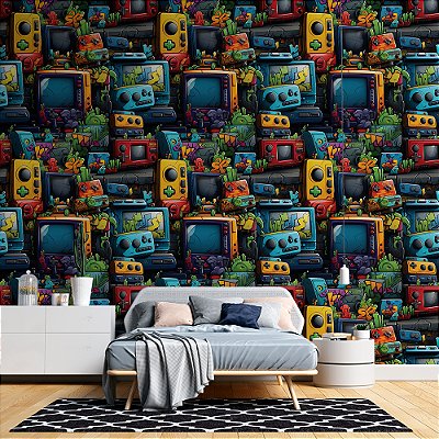Papel de Parede 3D Colors TV e Games Retrô