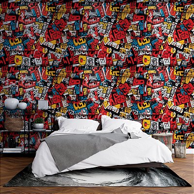 Papel de Parede 3D Colors Graffiti Urbano Pop Art