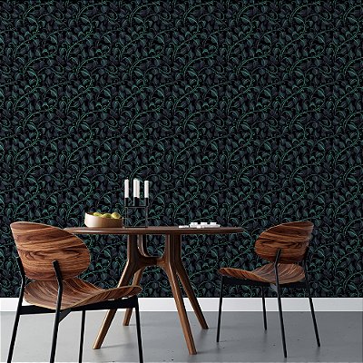 Papel de Parede Folhas de Jardim Vertical Samambaia Escura