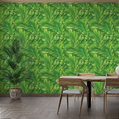 Papel de Parede Folhas de Carvalho Verde Natural
