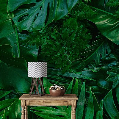 Papel de Parede Folhas de Sombra Tropical