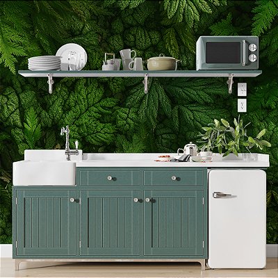 Papel de Parede Folhas Textura em Tons de Verde Floresta