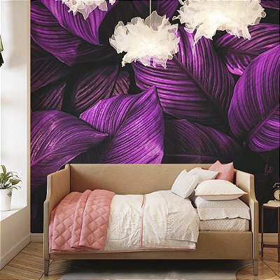 Papel de Parede Folhas Gigantes Roxo Ultra Violeta