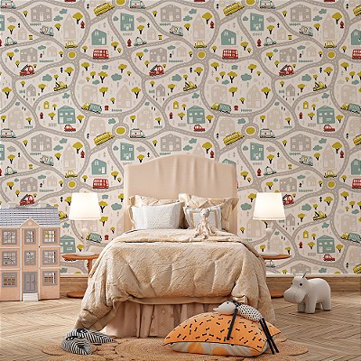 Papel de Parede Cidade Com Prédios e Carros