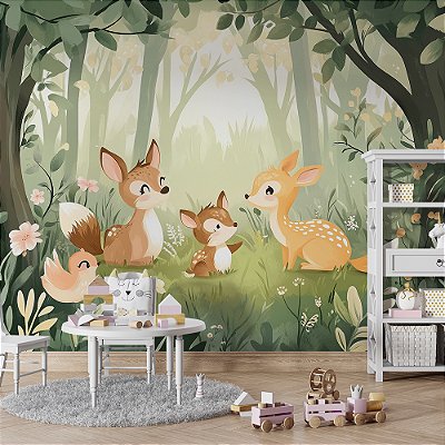 Papel de Parede Safari Cervos na Floresta