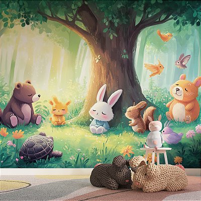 Papel de Parede Safari Animais Dormindo na Floresta