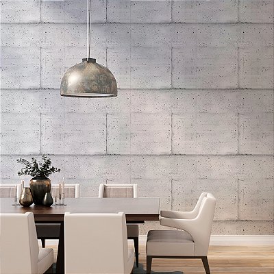 Papel de Parede Concreto Branco com Detalhes em Preto
