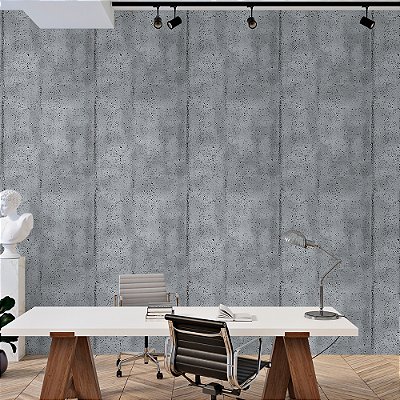 Papel de Parede Concreto Cinza com Detalhes em Preto