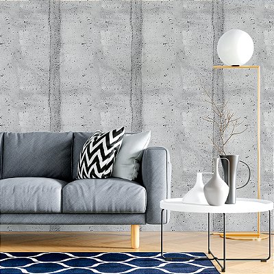 Papel de Parede Concreto Offwhite com Detalhes em Preto