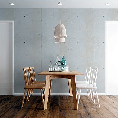 Papel de Parede Cimento Queimado Branco com Detalhes pretos