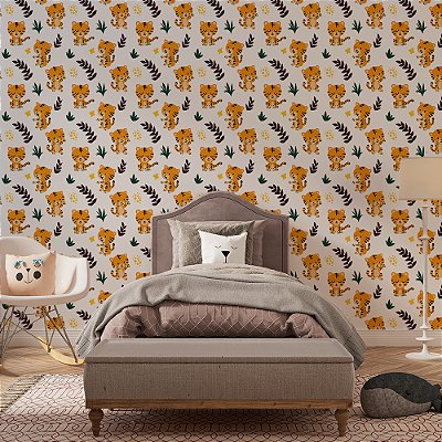Papel de Parede Tigres e Folhas