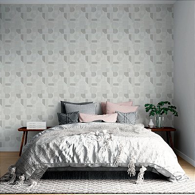 Papel de Parede Geométrico Tons de Branco Suave