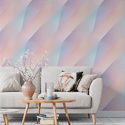 Papel de Parede Geométrico Diagonal Pastel