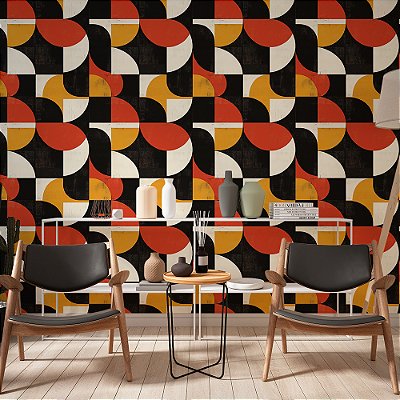 Papel de Parede Geométrico Formas Tons Quentes