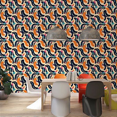 Papel de Parede Abstrato Pinceladas Orgânicas Coloridas