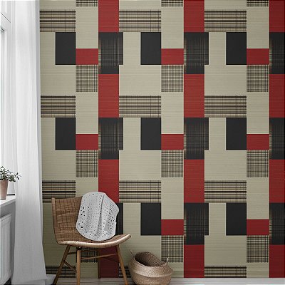 Papel de Parede Abstrato Geométrico Quadrado Retrô