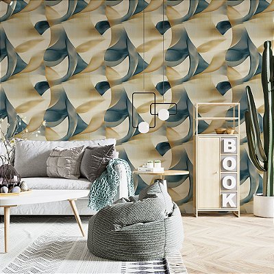 Papel de Parede Abstrato Tons Amarelo e a Azul