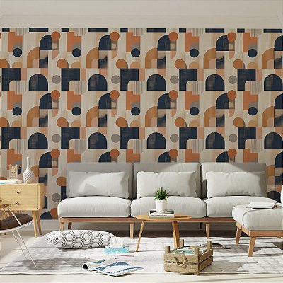 Papel de Parede Abstrato Geométrico Blocos Arredondados
