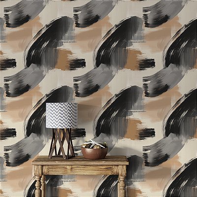 Papel de Parede Abstrato Pinceladas em Cores Terrosas