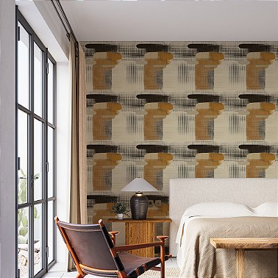 Papel de Parede Abstrato Textura Linhas Finas Marrom e Bege