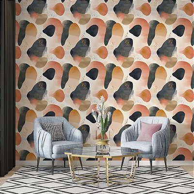 Papel de Parede Abstrato Formas Orgânicas Aquarela