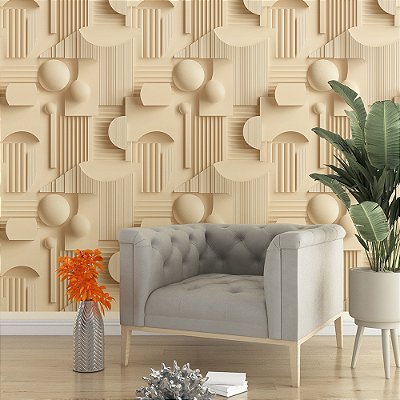 Papel de Parede 3D Elementos Bege