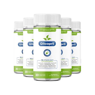 Glicopril - Kit com 5 Frascos (150 Cápsulas)