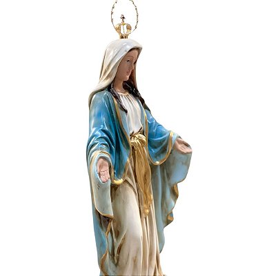 Nossa Senhora das Graças 63cm Pó de Mármore com Coroa Folheada