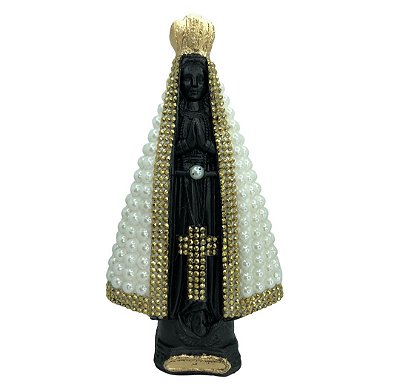 Imagem De Nossa Senhora Aparecida Com Pérolas Brancas 20cm