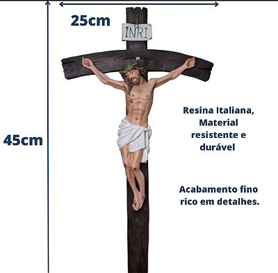 Crucifixo de Parede em Resina Italiana