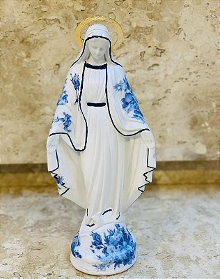 Nossa Senhora das Graças Envernizada com acabamento de pó de mármore e verniz marítimo
