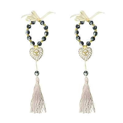 Kit com 2 Mini Terço Azul com Pingente Espírito Santo e Tassel Religioso