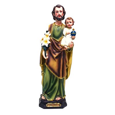 São José Com Jesus No Colo De Resina Italiana (30cm)