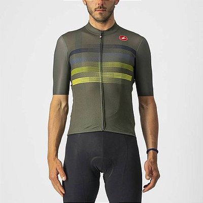 CAMISA CASTELLI MEN - ENDURANCE PRO - MILITARY GREEN/FIERY RED/TAM. XL