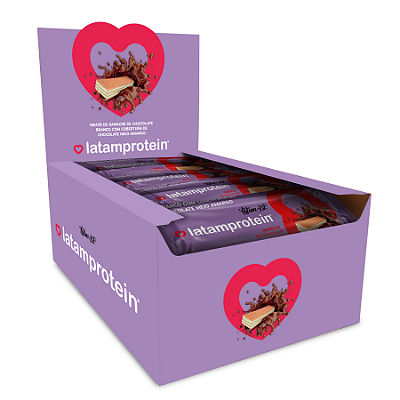 Wafer Ganache de Chocolate Branco + Proteína coberto com chocolate 300g (12 uni. de 25g cada) - Latam Protein