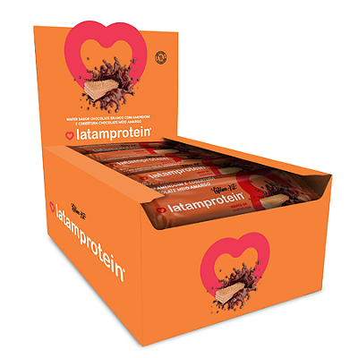 Wafer + Amendoim + proteína coberto com Chocolate - Zero Açúcar - 300g (12 uni. de 25g cada) - Latam Protein