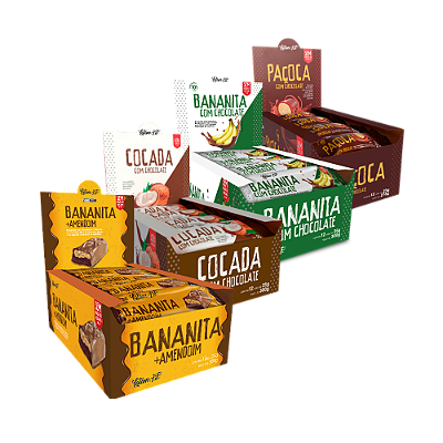 Choco Combo - Zero Açúcar - Paçoca, Bananinha, Cocada, Banana com amendoim (48 unidades) - Latam Fit