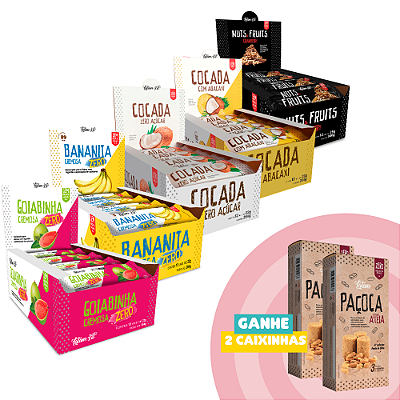 Combo frutas Zero Açúcar - Bananinha, Goiabinha, Cocada, Cocada com abacaxi , Nuts  (66 unidades) - Latam Fit