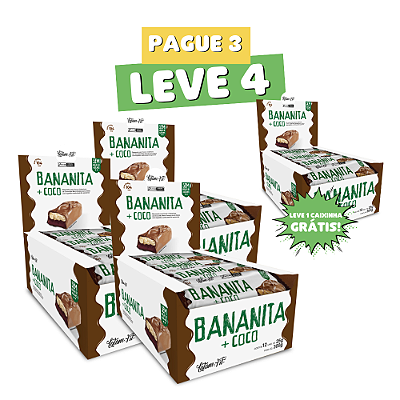 Leve Mais por Menos - 04 Display Banana + Coco + Chocolate Zero Açúcar - 300 g (48 uni. de 25g cada) - Latam Fit