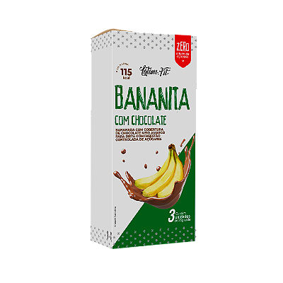 Bananita - Bananinha com Chocolate  -  Zero Açúcar 75 g (03 uni. de 25g cada) - Latam Fit