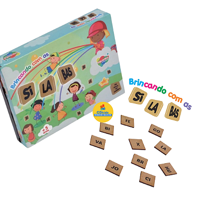 Brincando com as Sílabas 130 peças MDF Brinquedo Educativo Pedagógico
