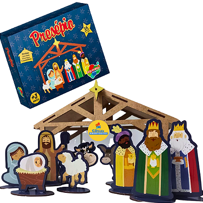 Presépio Nascimento de Jesus 3D em MDF Brinquedo Cristão Quebra Cabeça Infantil