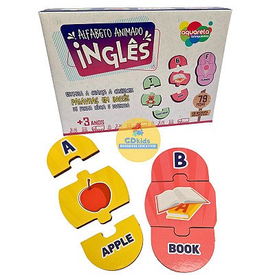 Quebra Cabeça Educativo Alfabeto Inglês 79 peças em MDF