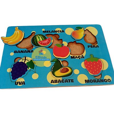 Quebra Cabeça Encaixe Frutas 07 peças em MDF Educativo