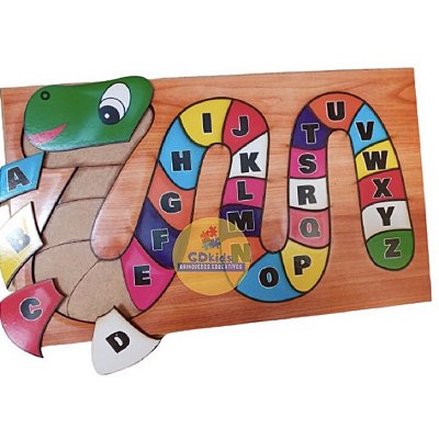 Quebra Cabeça Cobrinha Letra Alfabeto Infantil em MDF