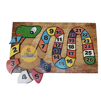 Quebra Cabeça Cobrinha Números em Madeira MDF Brinquedo Educativo Pedagógico Alfabetização