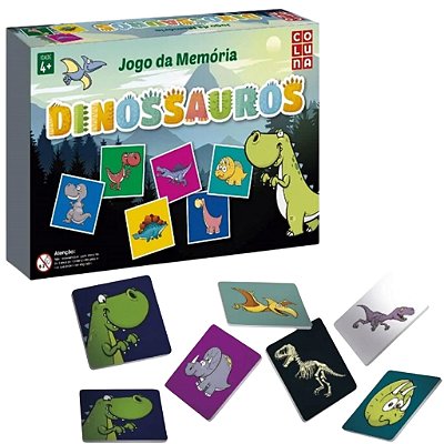 Jogo da Memória Educativo Infantil Dinossauros 54 Peças Coluna