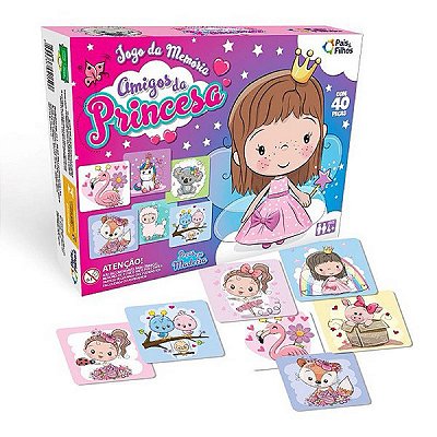 Jogo da Memória Amigos da Princesa  40 peças Madeira