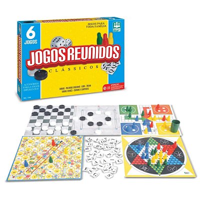 Jogo De Tabuleiro Jogos Reunidos 6 Em 1 Clássicos Nig
