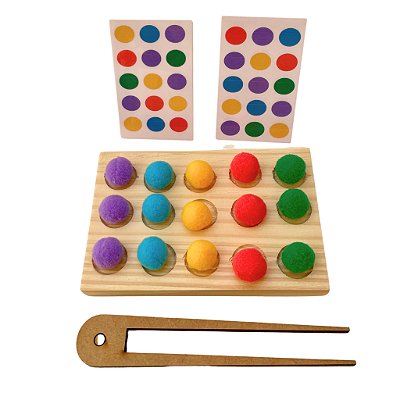 Pop It Da Sequência Jogo Pinça Pompons Coordenação Motora Pega Pompom
